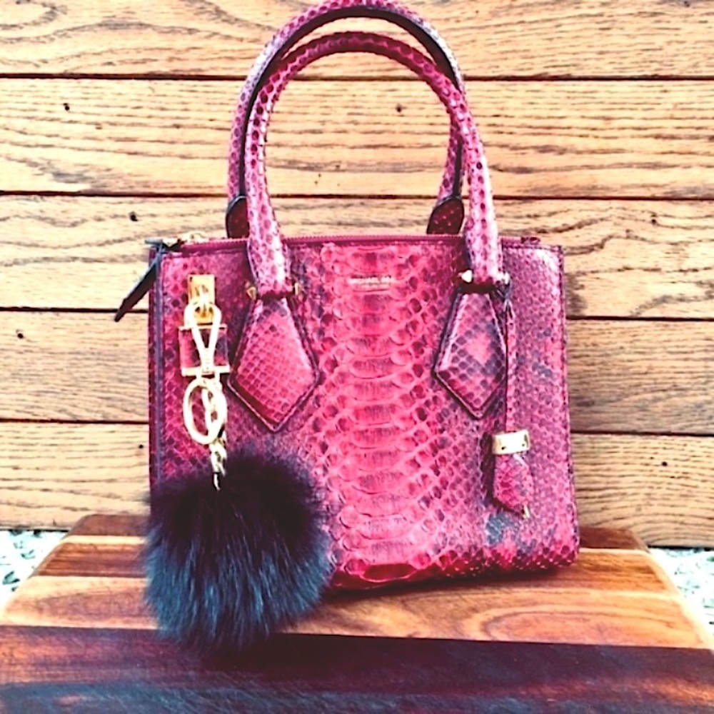 Michael Kors Collection Python Casey Satchel With… - image 1